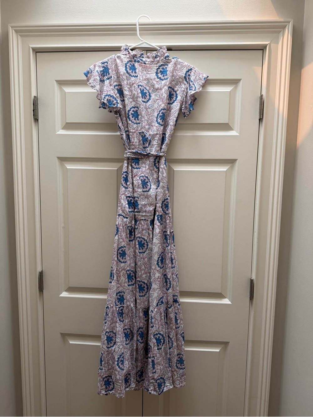Oliphant Cream Dress with Blue and Red Floral Print - Picture 5 of 10